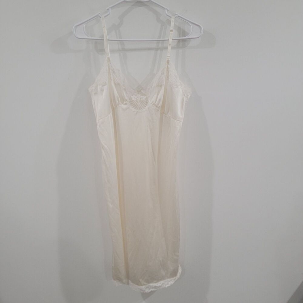 Vintage Jcpenny Womens Babydoll‎ Slip Dress Size Petite Medium Floral Lace Trim